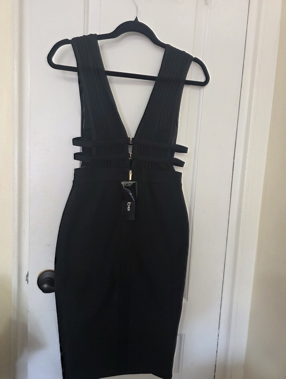 bebe Black Plunging V-Strap Midi Dress - Picture 3 of 3